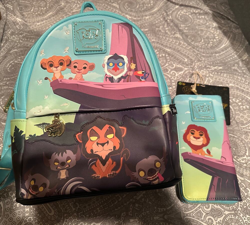 DISNEY Funko Pop Loungefly Lion King Pride Rock Backpack + NWT Zip Around Wallet